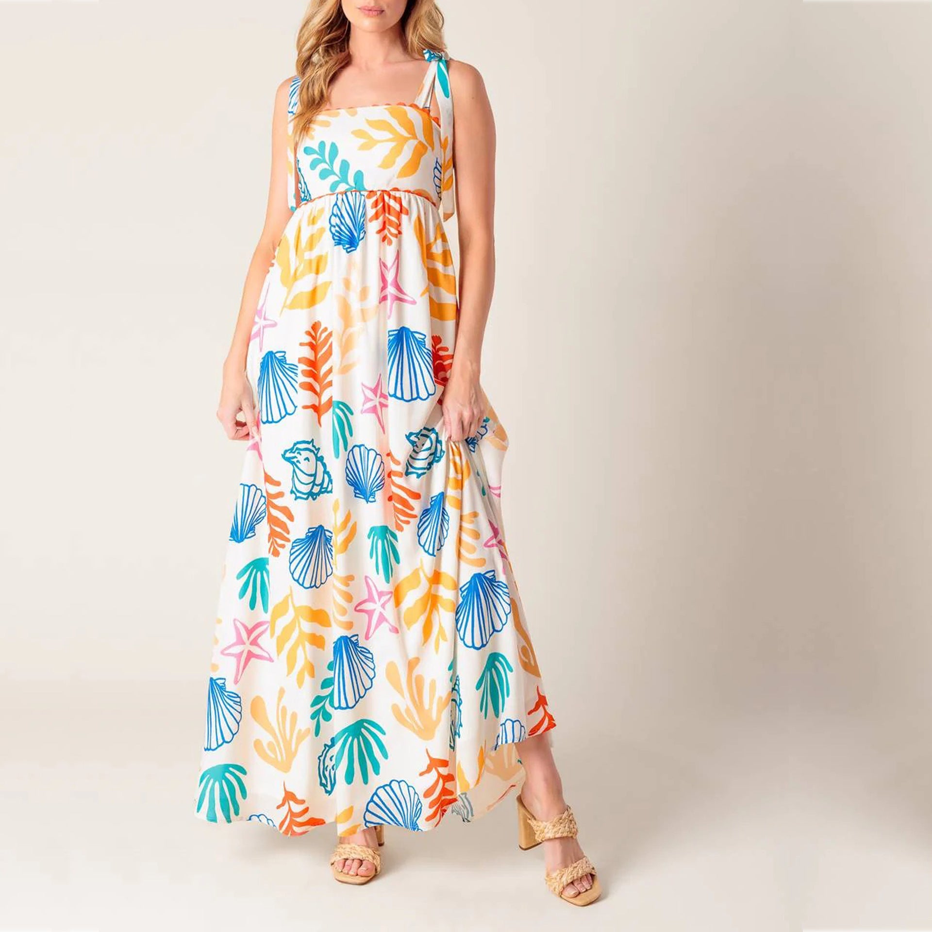 Colorblock Printed Lace Maxi Dress in - by Malbusaat