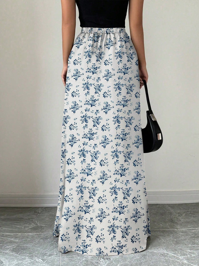 Elegant High Rise Maxi Skirt in - by Malbusaat