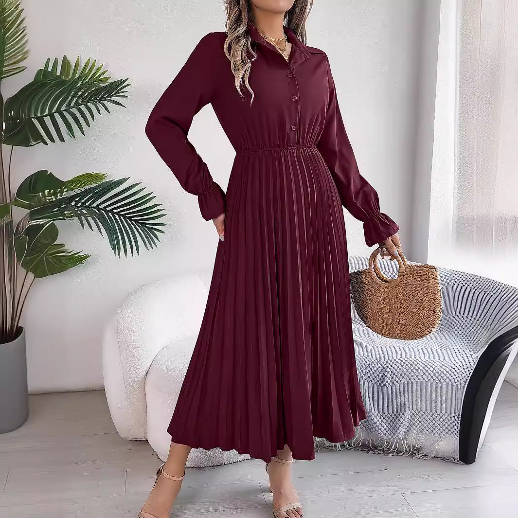 Elegant Collared Maxi Dress in - by Malbusaat