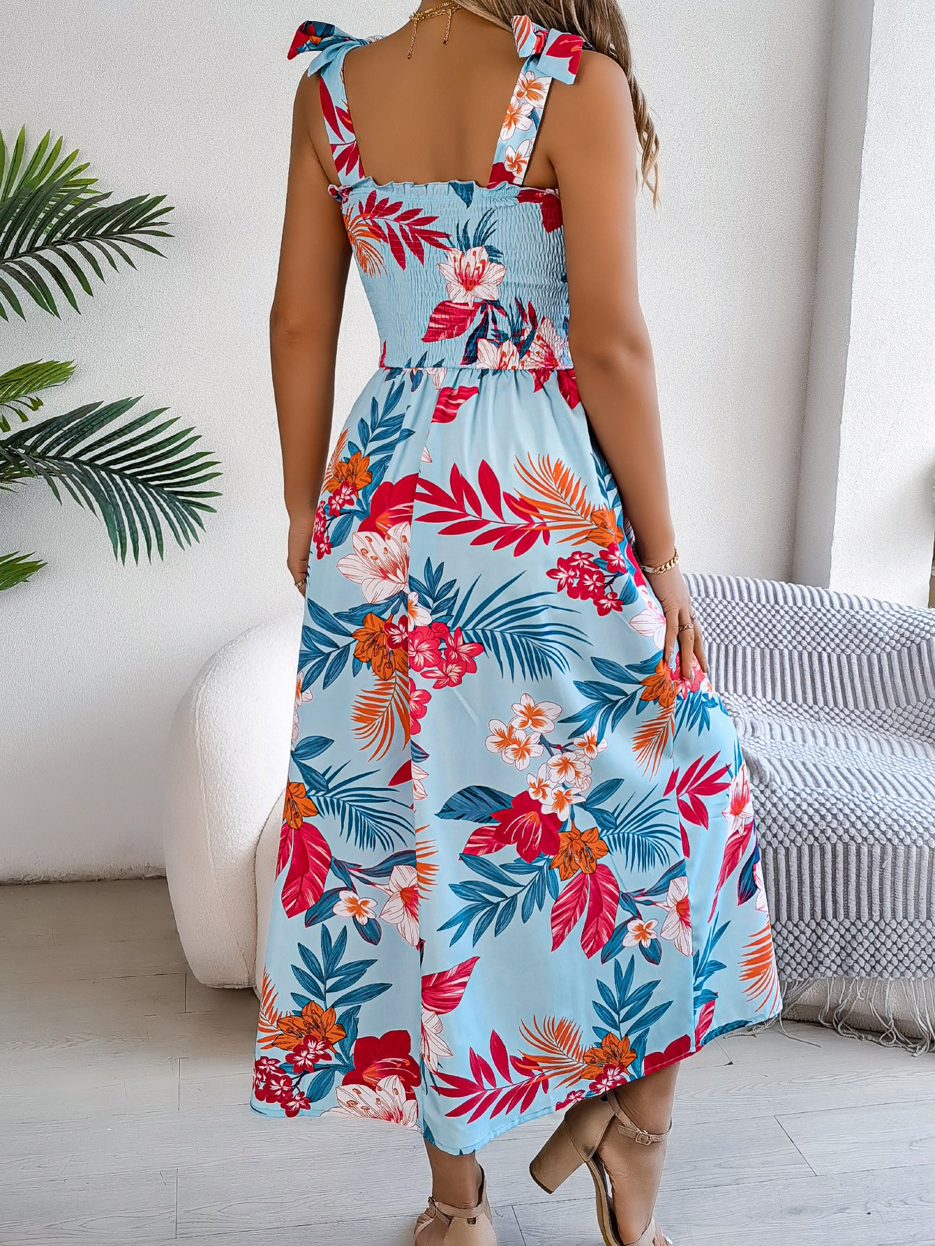 Boho Floral Maxi Dress in - by Malbusaat