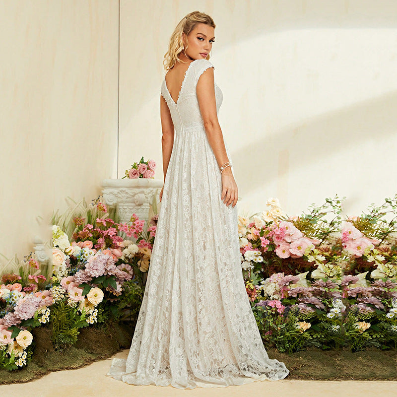 Elegant Lace Maxi Dress in - by Malbusaat