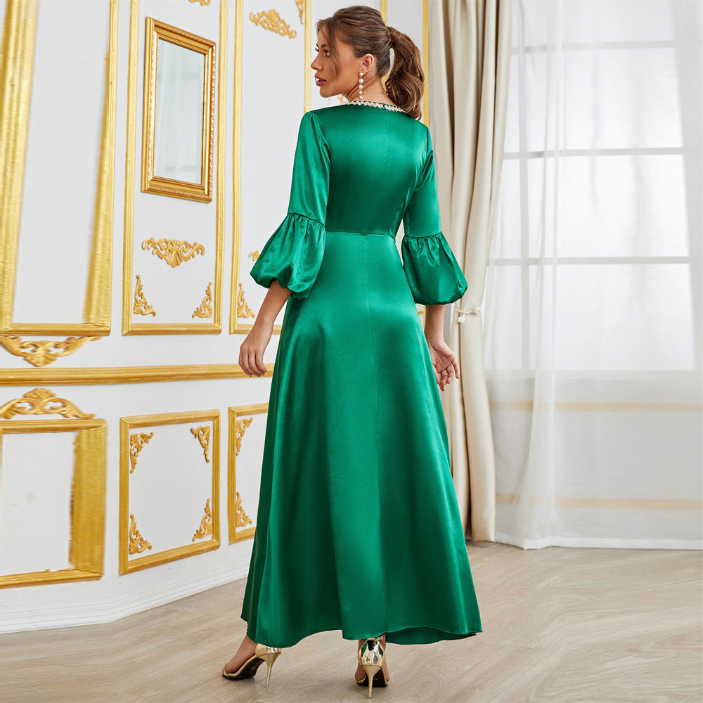Elegant Women's Applique Abaya Maxi in - by Malbusaat