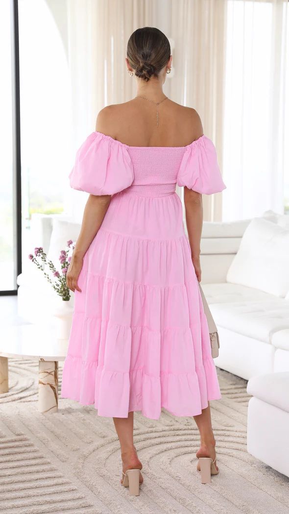 Printed Off-Shoulder Puff Sleeve Maxi