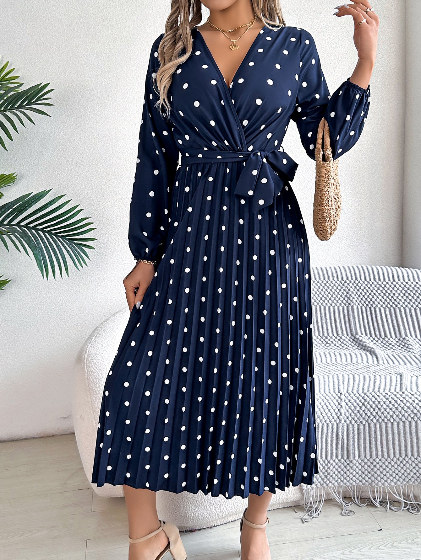 Polka Dot Maxi Dress in - by Malbusaat