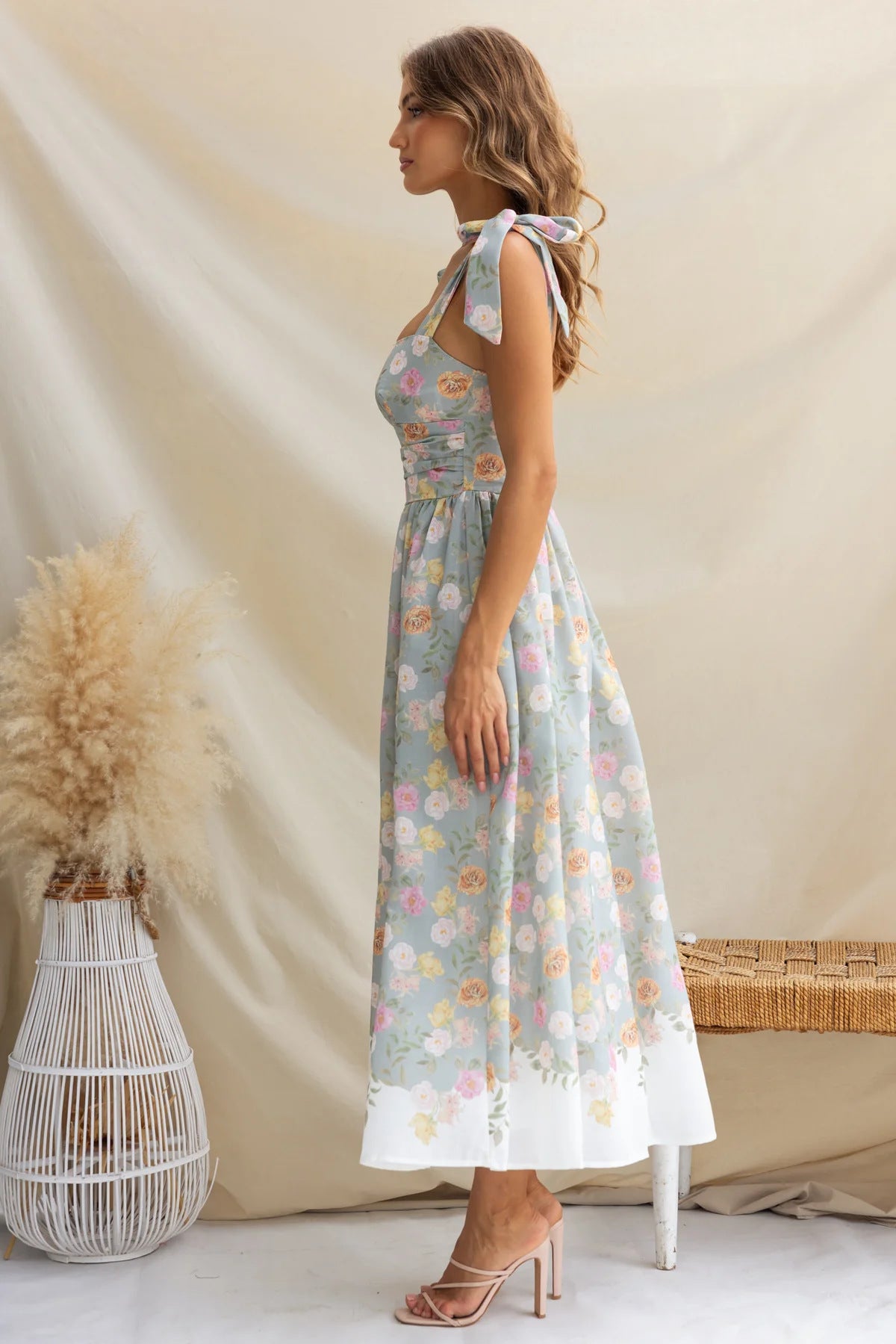 Holiday Floral Tight Waist Camisole Maxi in - by Malbusaat
