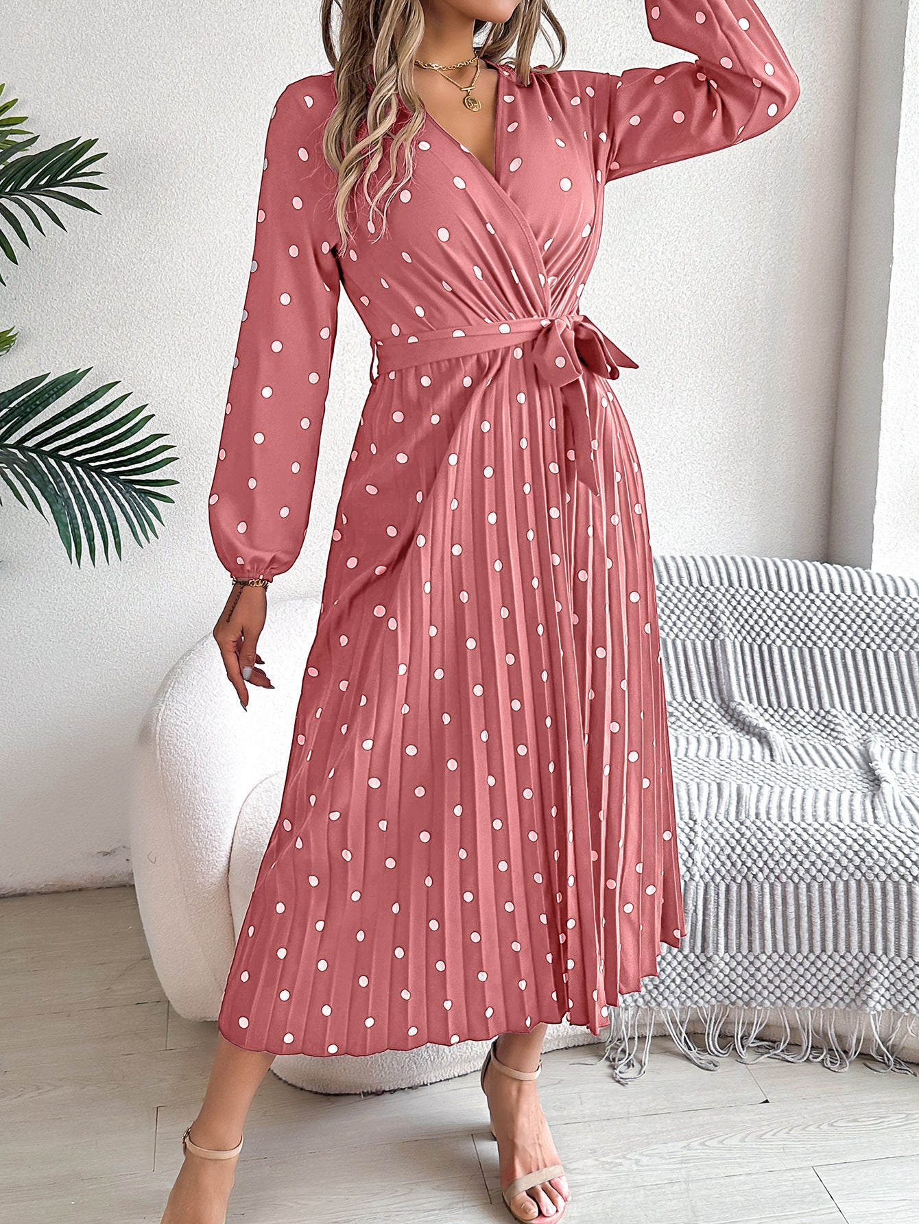 Polka Dot Maxi Dress in - by Malbusaat