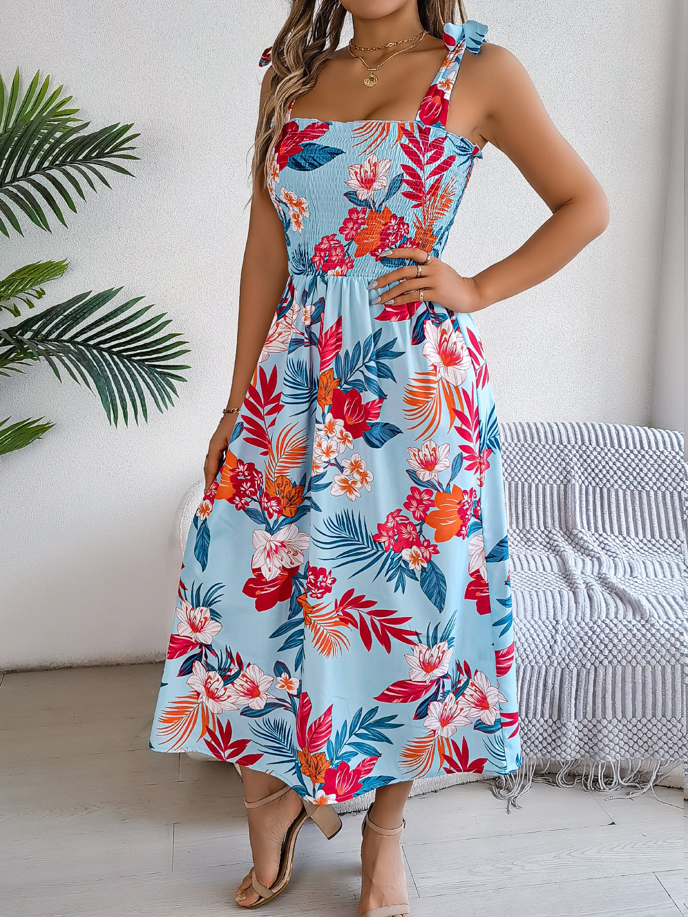 Boho Floral Maxi Dress in - by Malbusaat