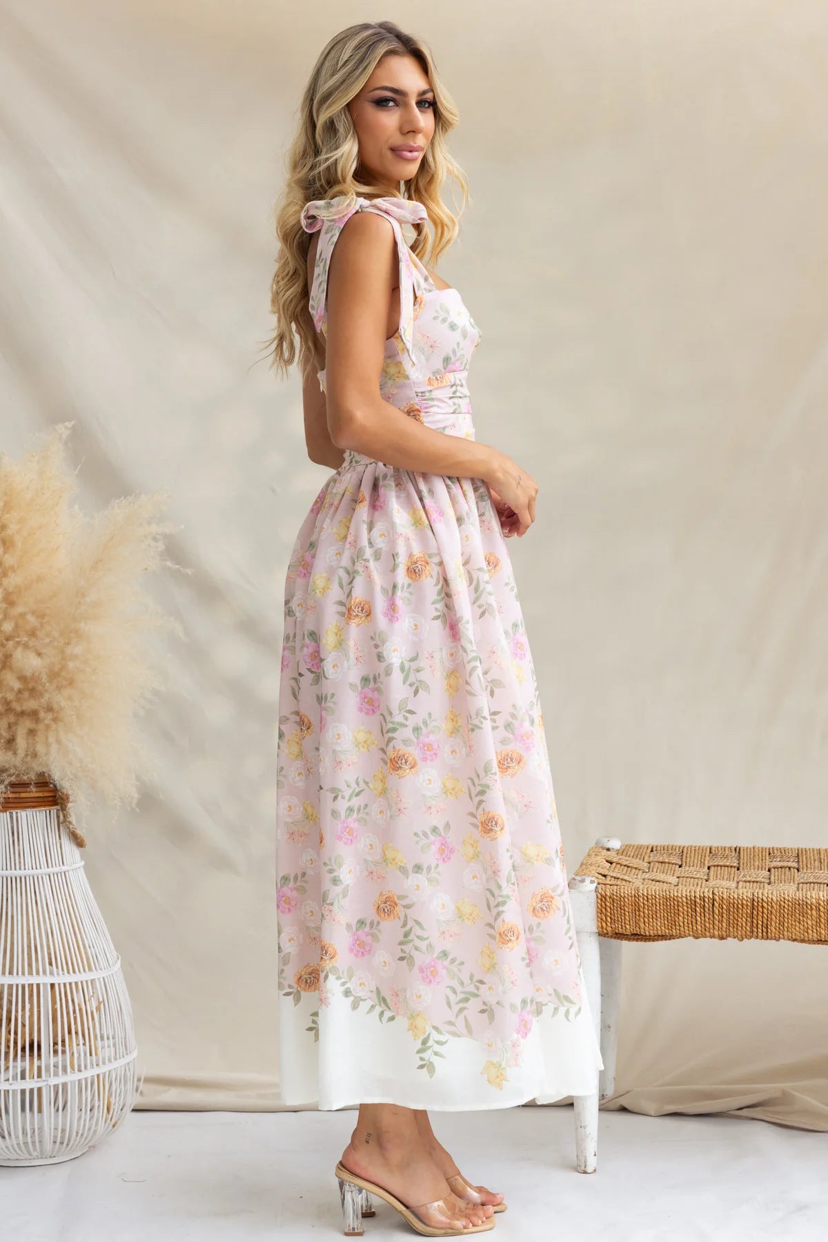 Holiday Floral Tight Waist Camisole Maxi in - by Malbusaat