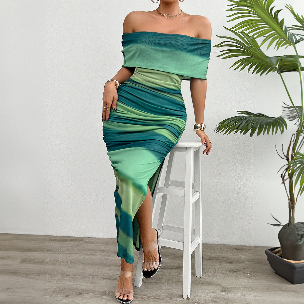 Color Block Maxi in - by Malbusaat