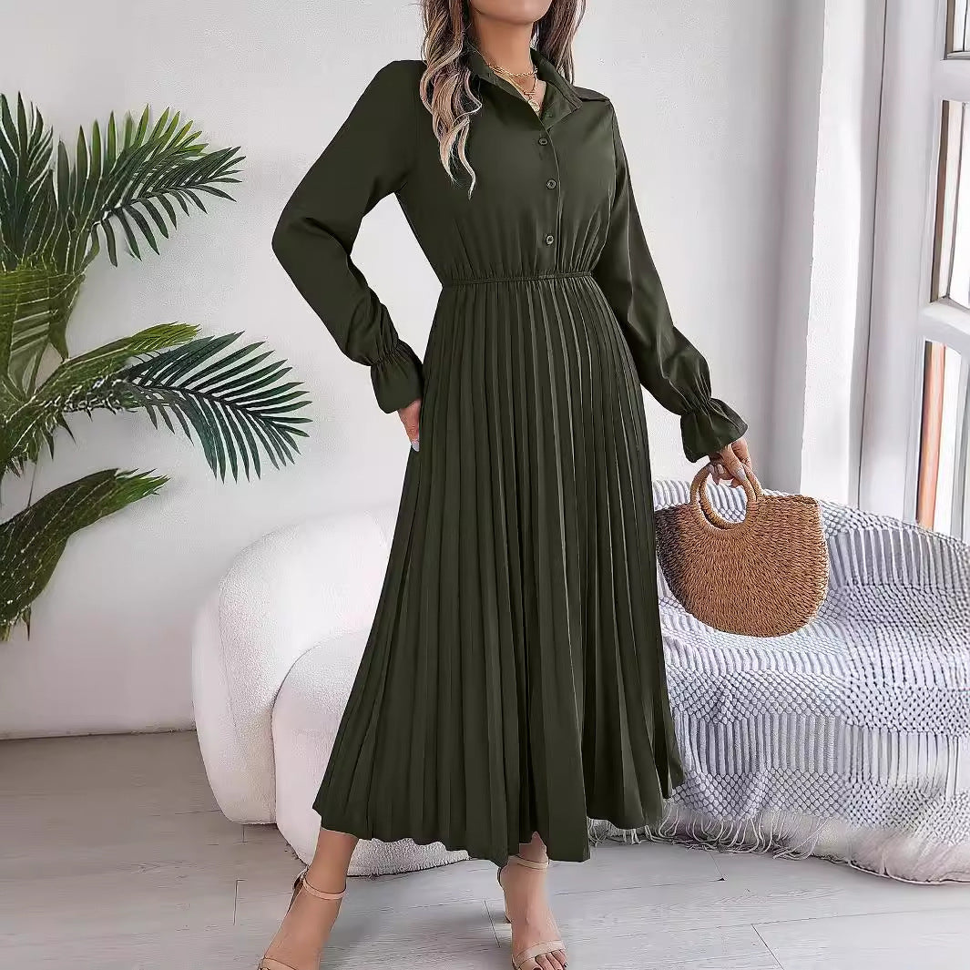 Elegant Collared Maxi Dress in - by Malbusaat