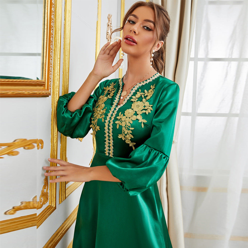 Elegant Women's Applique Abaya Maxi in - by Malbusaat