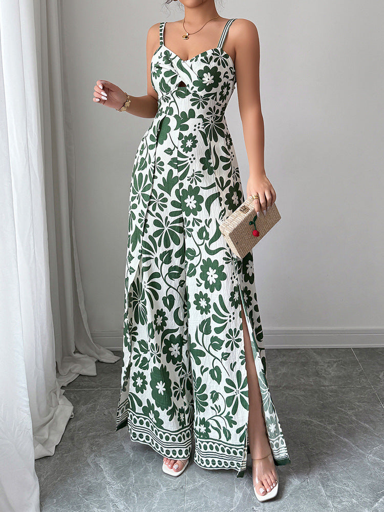 Elegant Printed Sleeveless V Neck Dress in - by Malbusaat