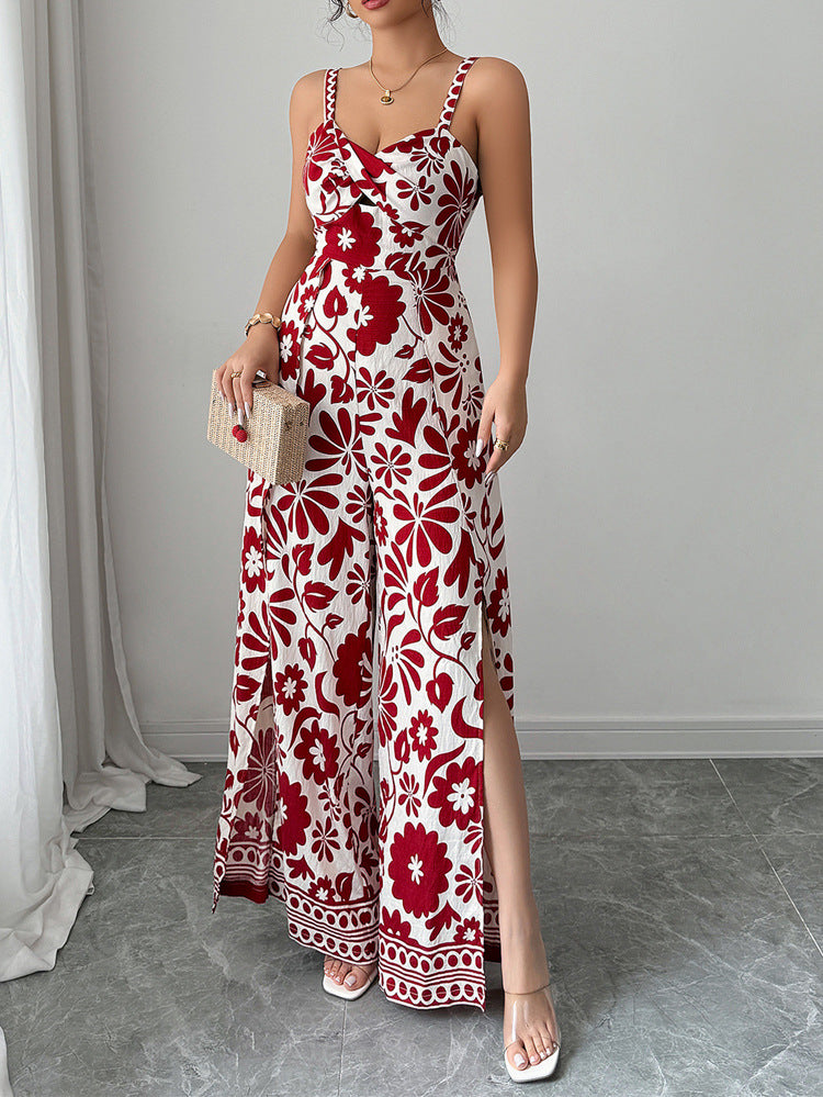 Elegant Printed Sleeveless V Neck Dress in - by Malbusaat