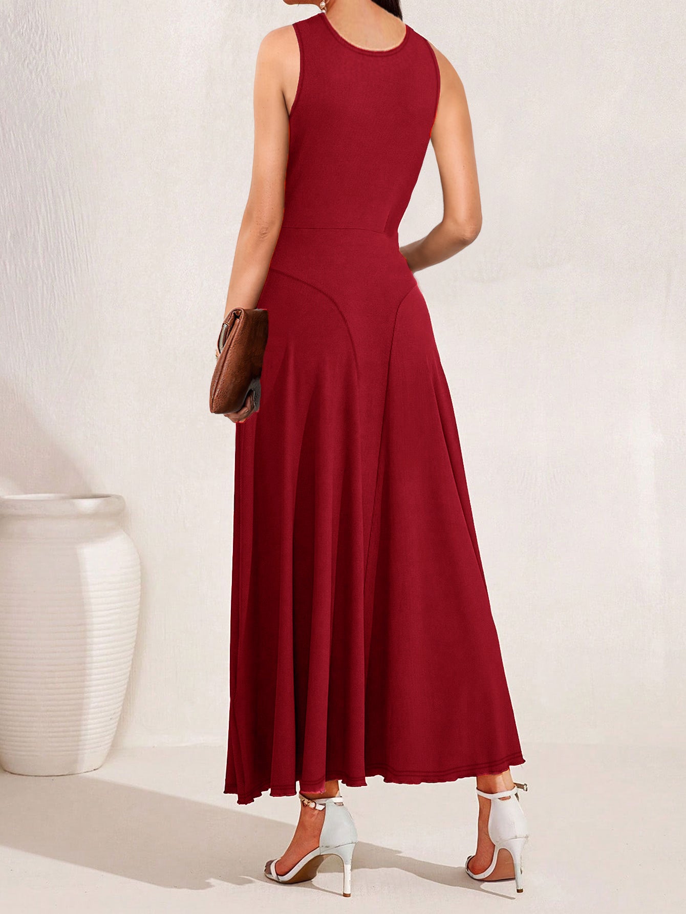 Cross Chest Sleeveless Maxi in - A line dress,Maxi Dress by Malbusaat