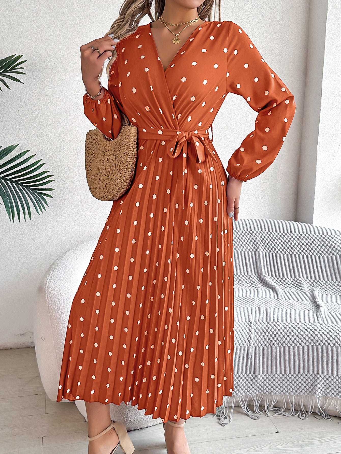 Polka Dot Maxi Dress in - by Malbusaat