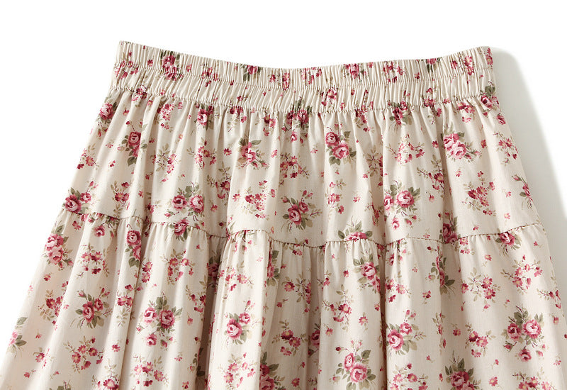 Pastoral Floral Tiered Lace Skirt in - by Malbusaat