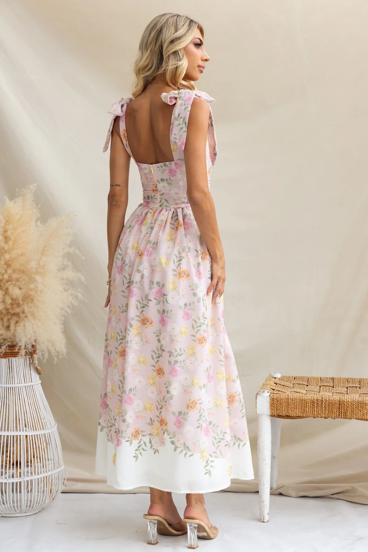 Holiday Floral Tight Waist Camisole Maxi