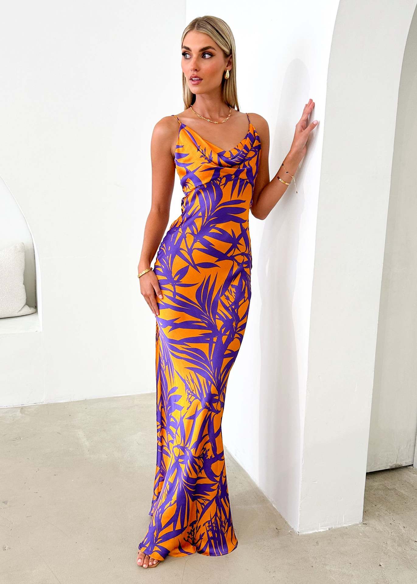 Cowl Neck Backless Maxi in - by Malbusaat