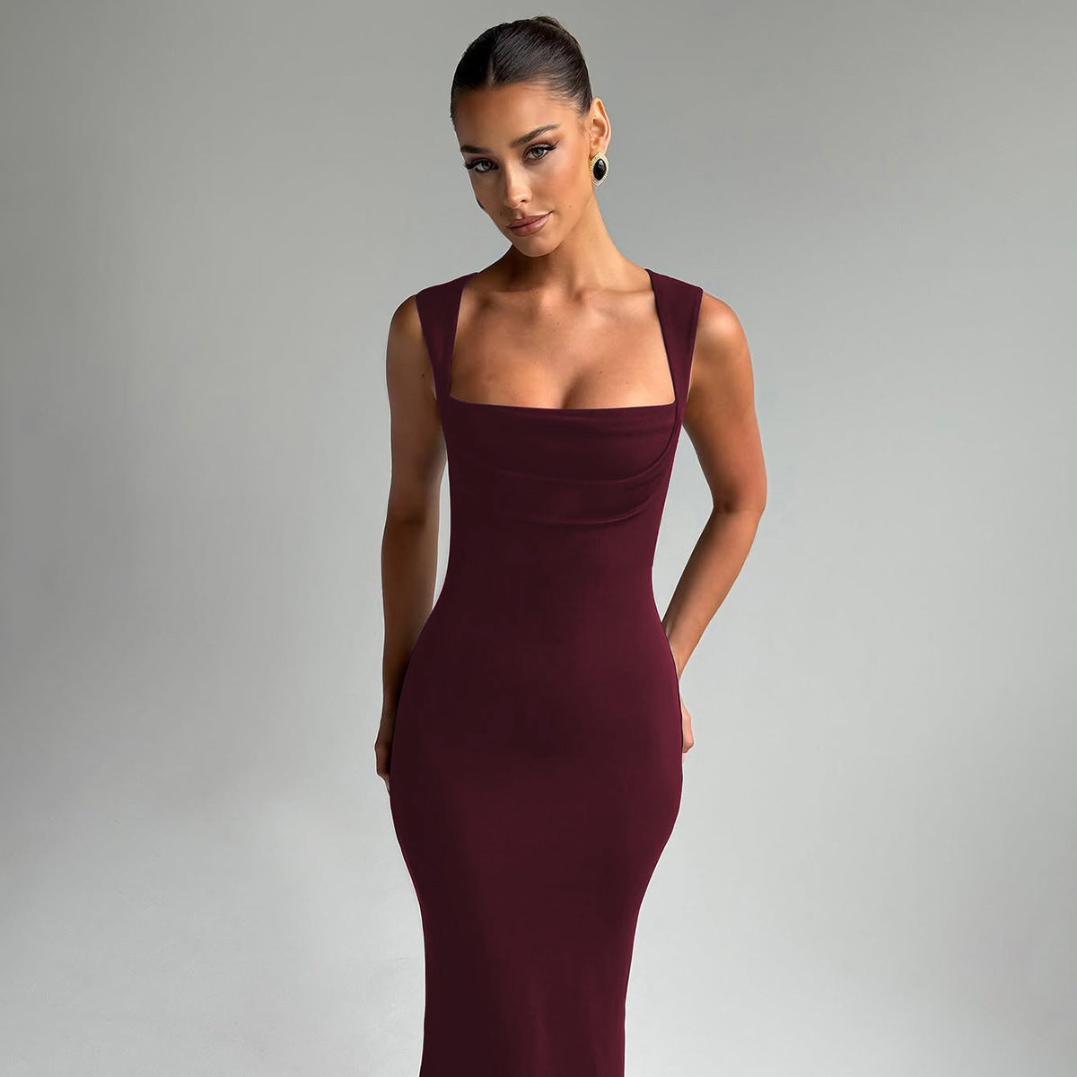 Square Neck Sleeveless Bodycon Maxi