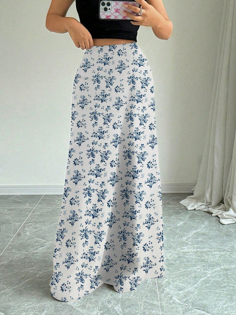 Elegant High Rise Maxi Skirt in - by Malbusaat