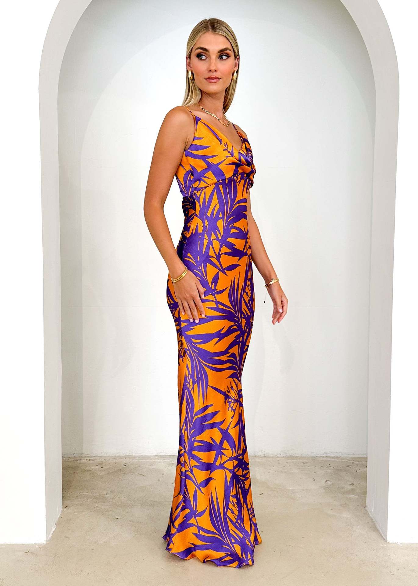 Cowl Neck Backless Maxi in - by Malbusaat