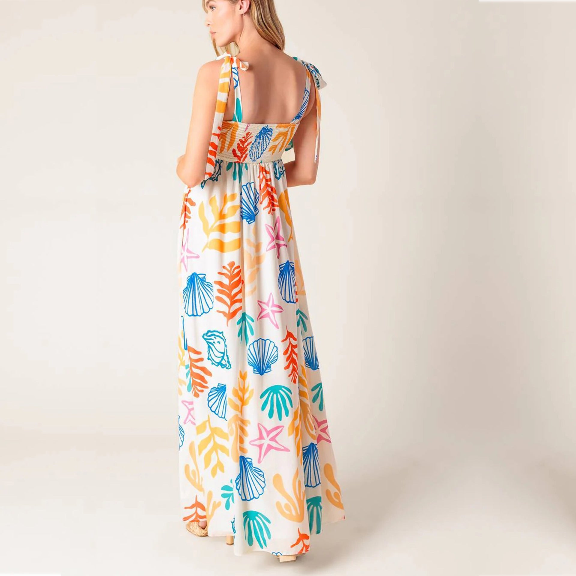 Colorblock Printed Lace Maxi Dress in - by Malbusaat