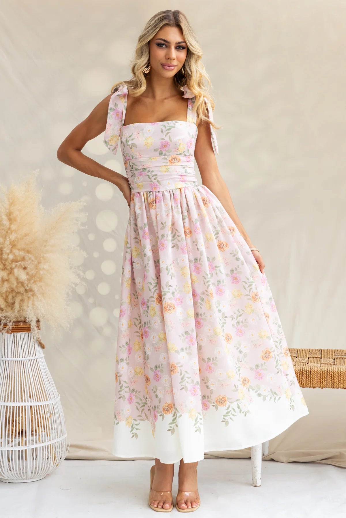 Holiday Floral Tight Waist Camisole Maxi in - by Malbusaat