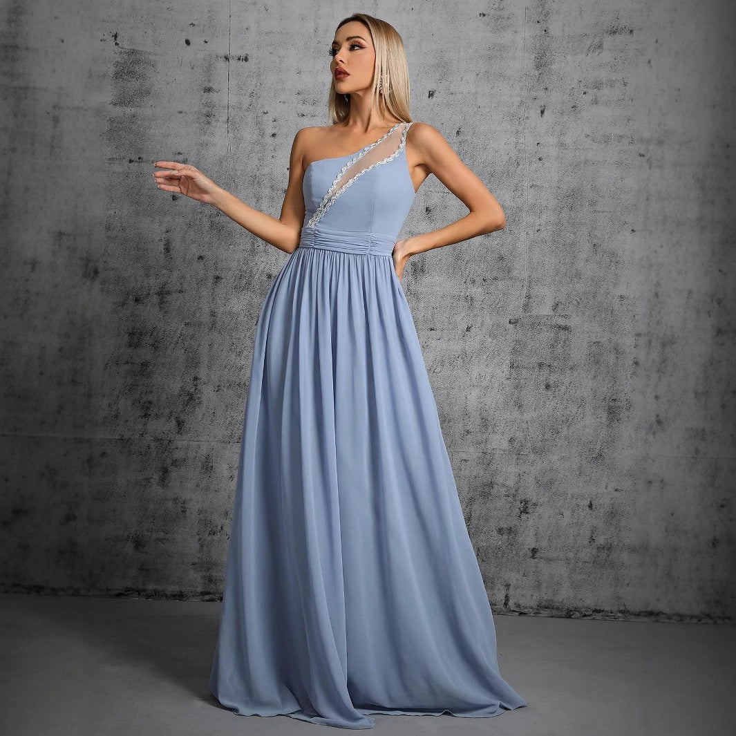 Elegant One-Shoulder Sequin Maxi in - by Malbusaat