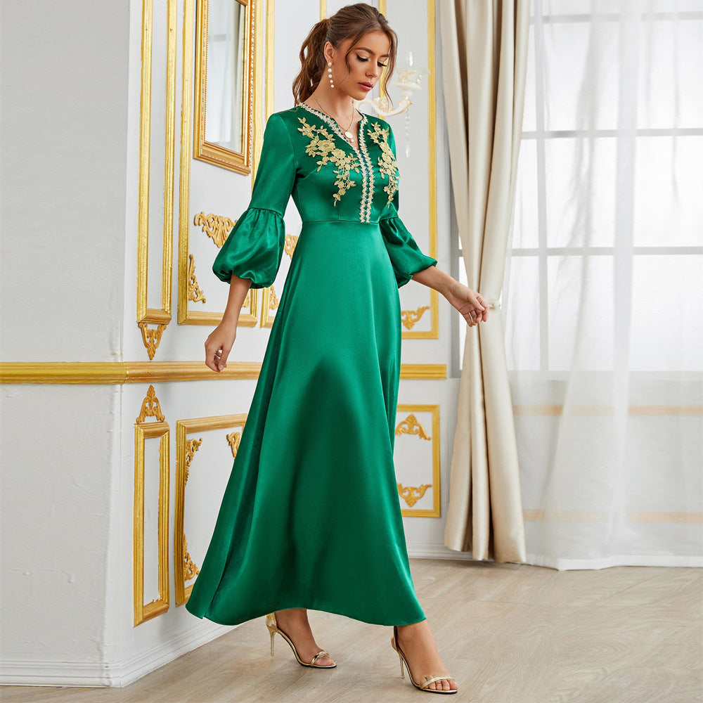 Elegant Women's Applique Abaya Maxi in - by Malbusaat
