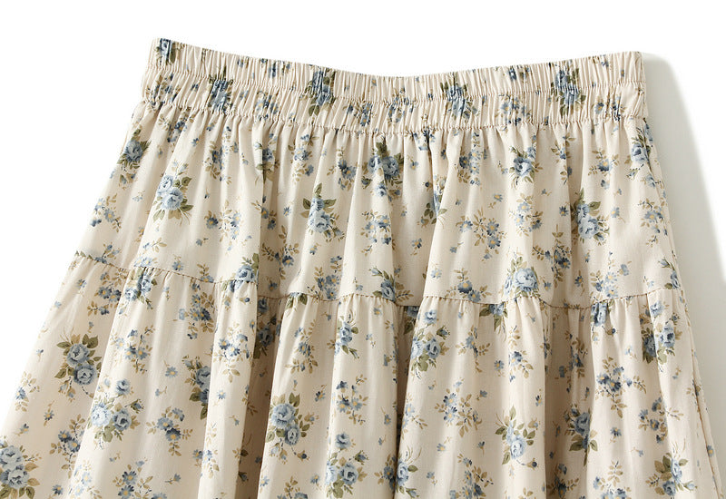 Pastoral Floral Tiered Lace Skirt in - by Malbusaat