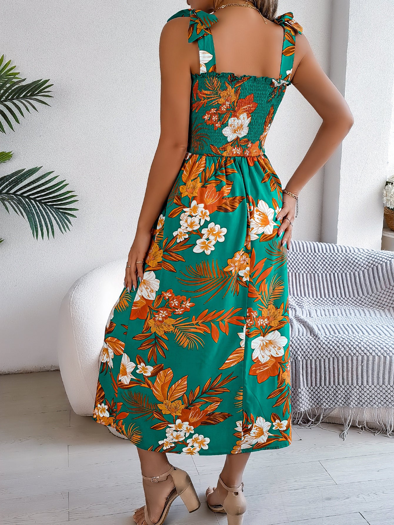 Boho Floral Maxi Dress in - by Malbusaat