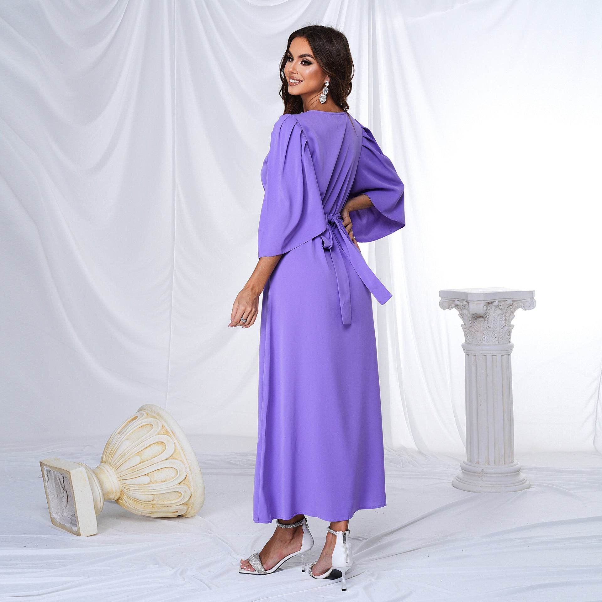 Rhinestone Belted Maxi Dress in - Maxi Dress, Dresses by Malbusaat
