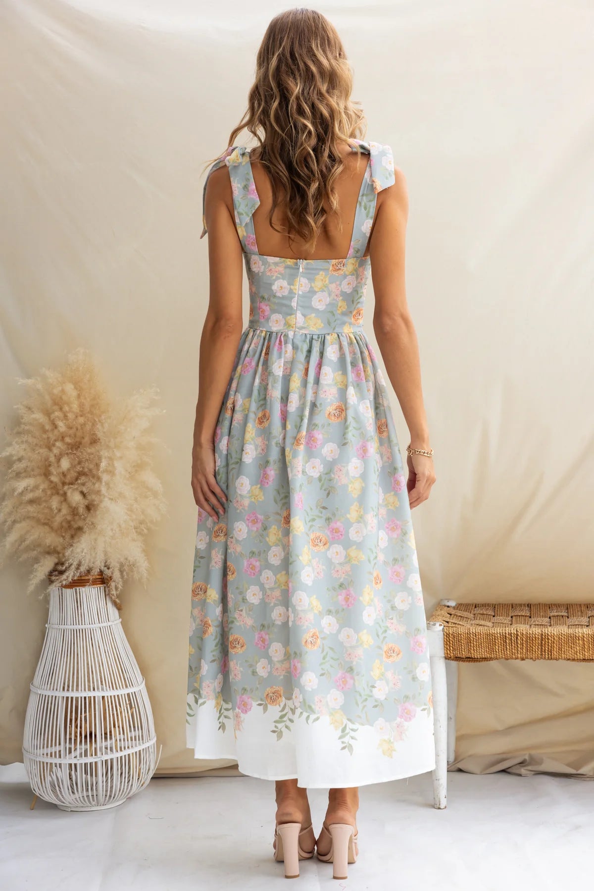 Holiday Floral Tight Waist Camisole Maxi