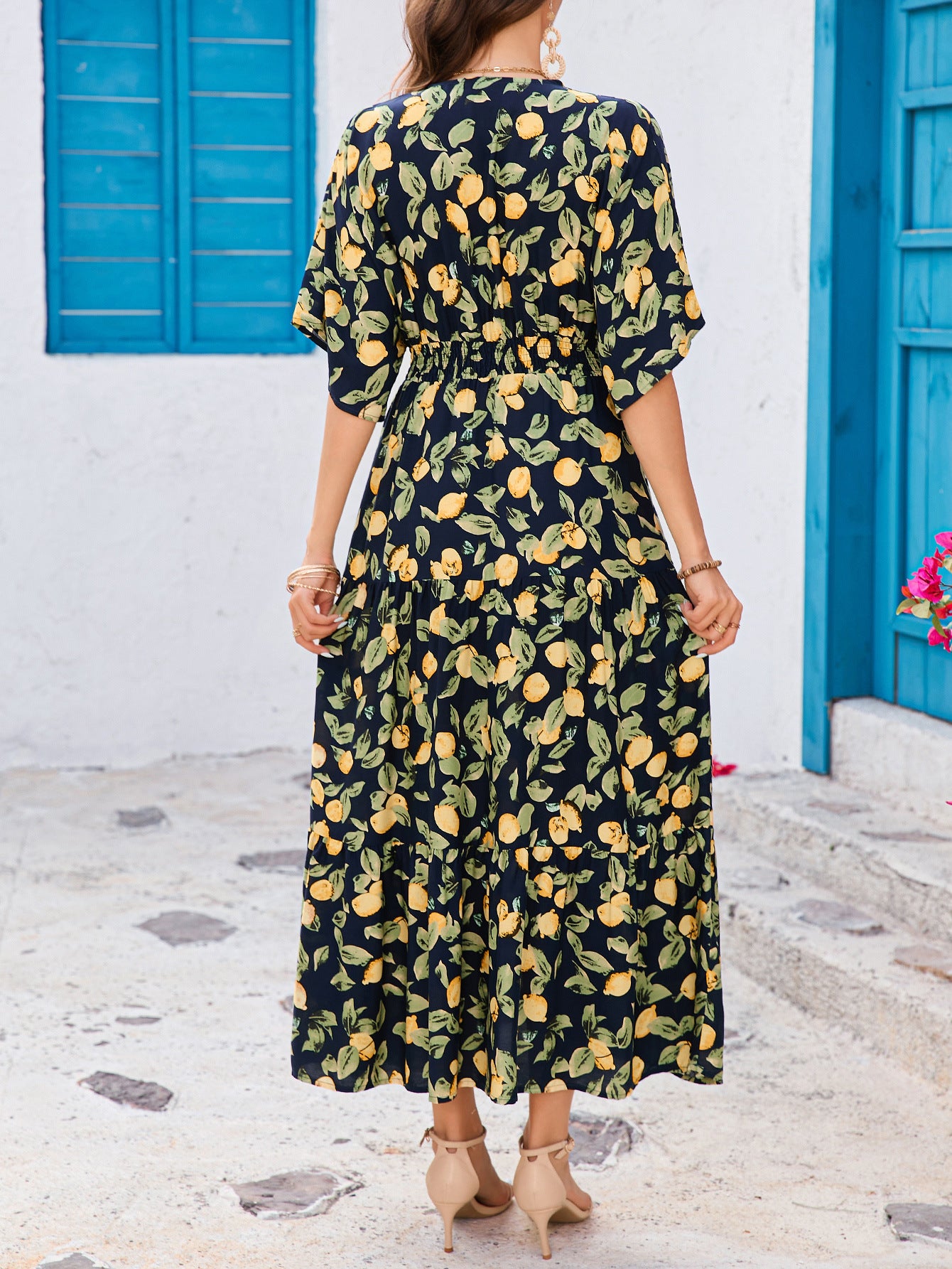 V-Neck Batwing Sleeve Maxi in - by Malbusaat