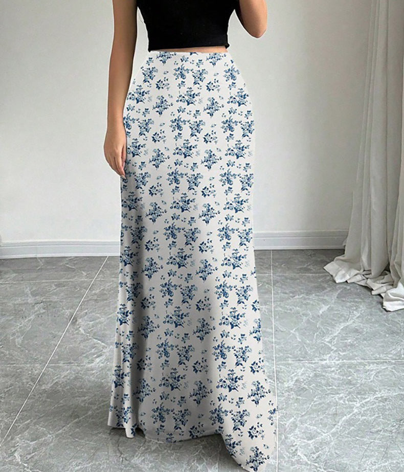 Elegant High Rise Maxi Skirt in - by Malbusaat