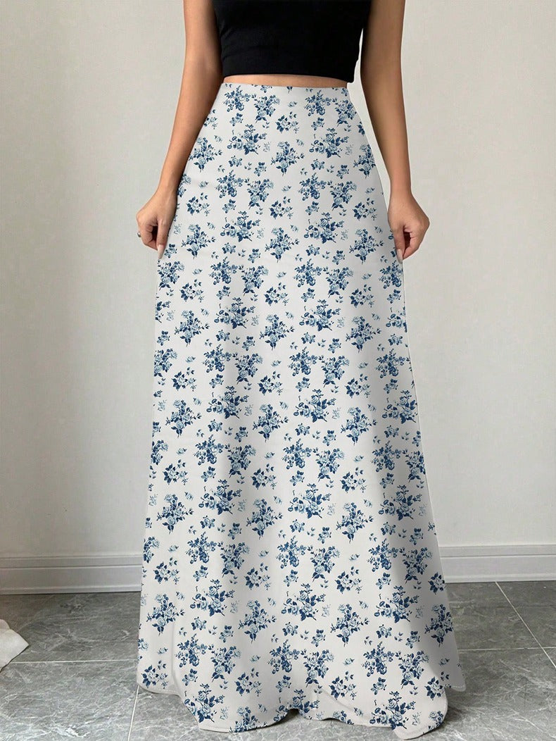 Elegant High Rise Maxi Skirt in - by Malbusaat