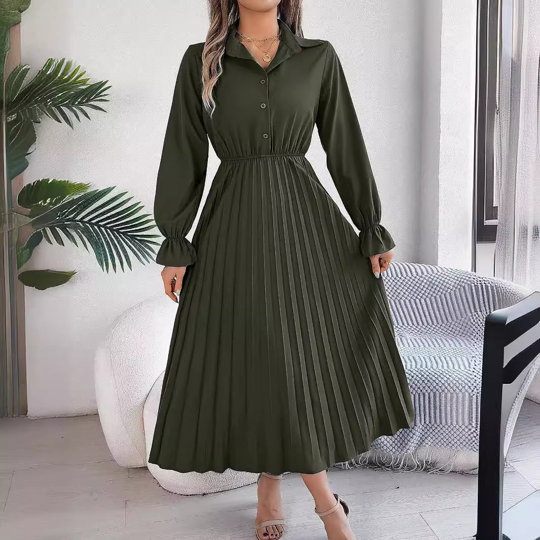 Elegant Collared Maxi Dress in - by Malbusaat