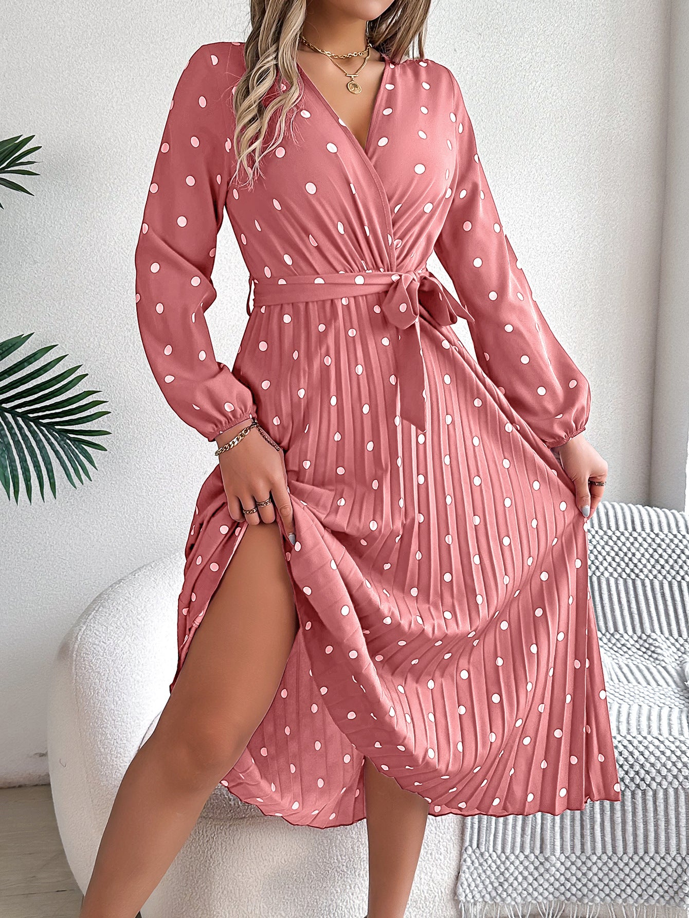 Polka Dot Maxi Dress in - by Malbusaat
