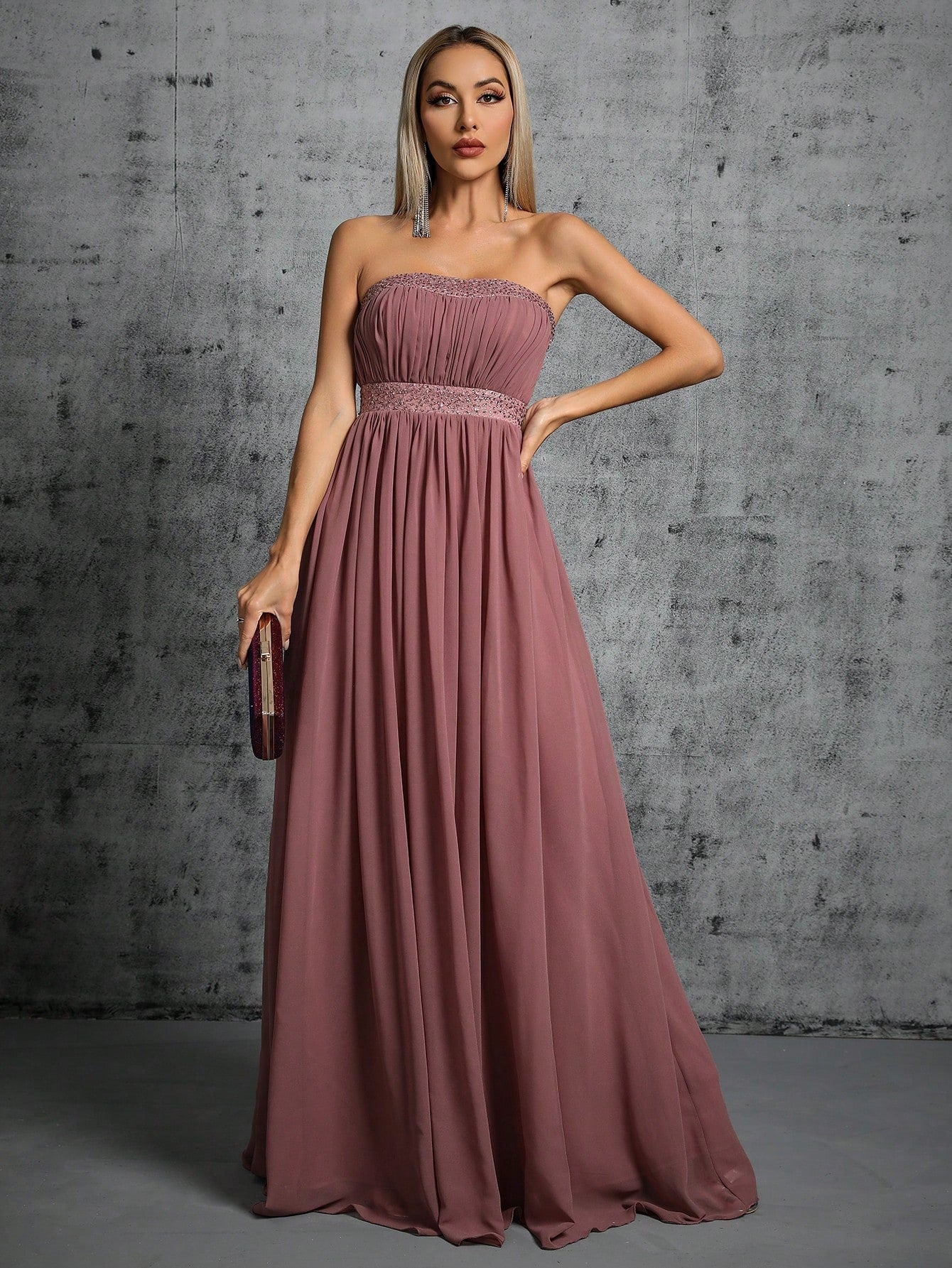 Elegant Strapless Tube Maxi in - by Malbusaat