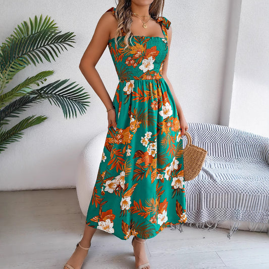 Boho Floral Maxi Dress in - by Malbusaat