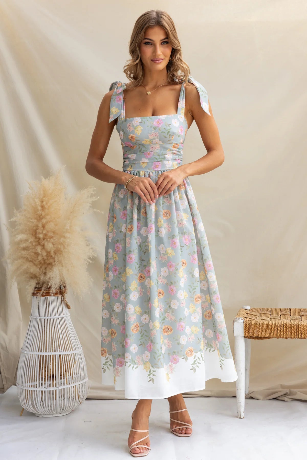 Holiday Floral Tight Waist Camisole Maxi in - by Malbusaat