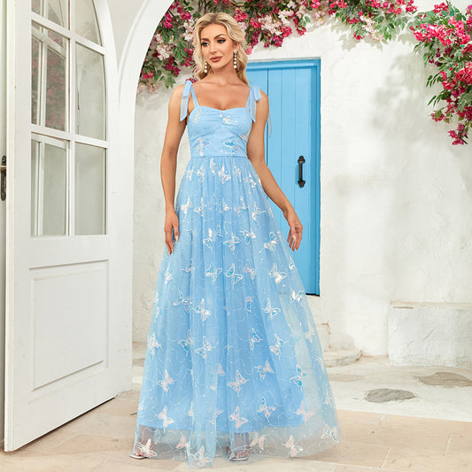 Elegant Butterfly Embroidered Maxi in - by Malbusaat