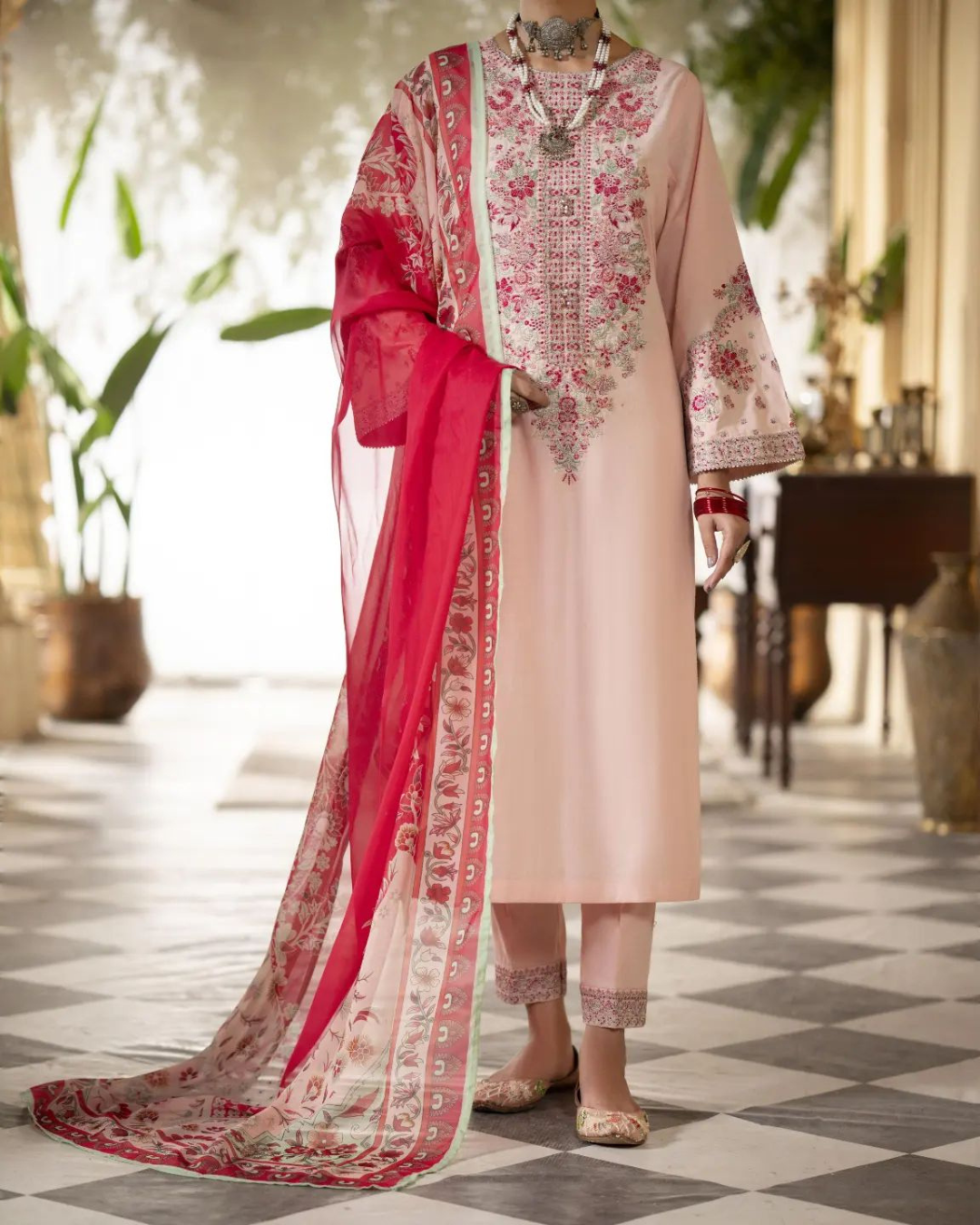 Pink Ethnic Suit in - Pakistani Dresses by Malbusaat