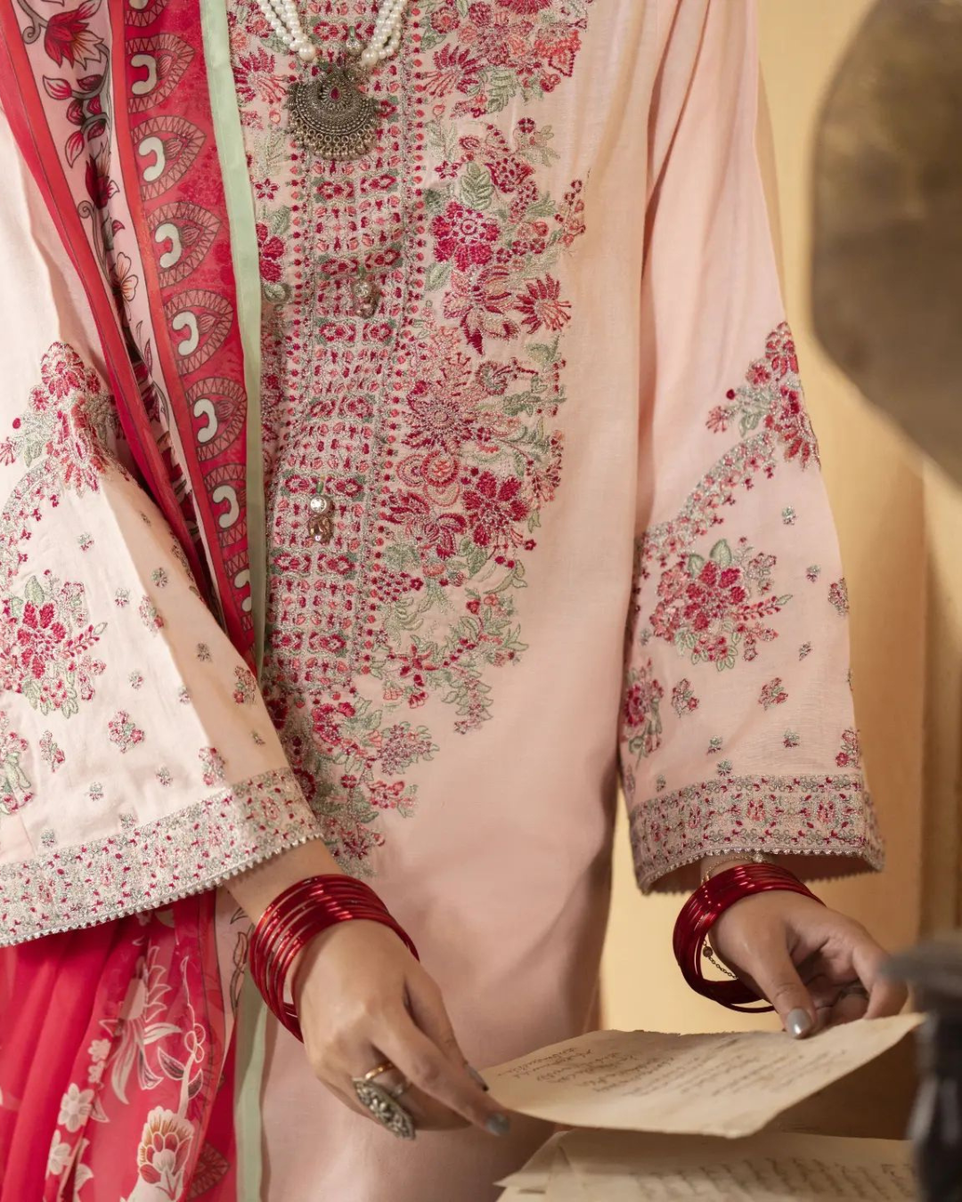 Pink Ethnic Suit in - Pakistani Dresses by Malbusaat