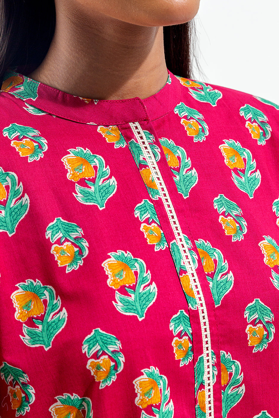 Printed Lawn Suit with Culotte Pants in - Pakistani Dress by Malbusaat