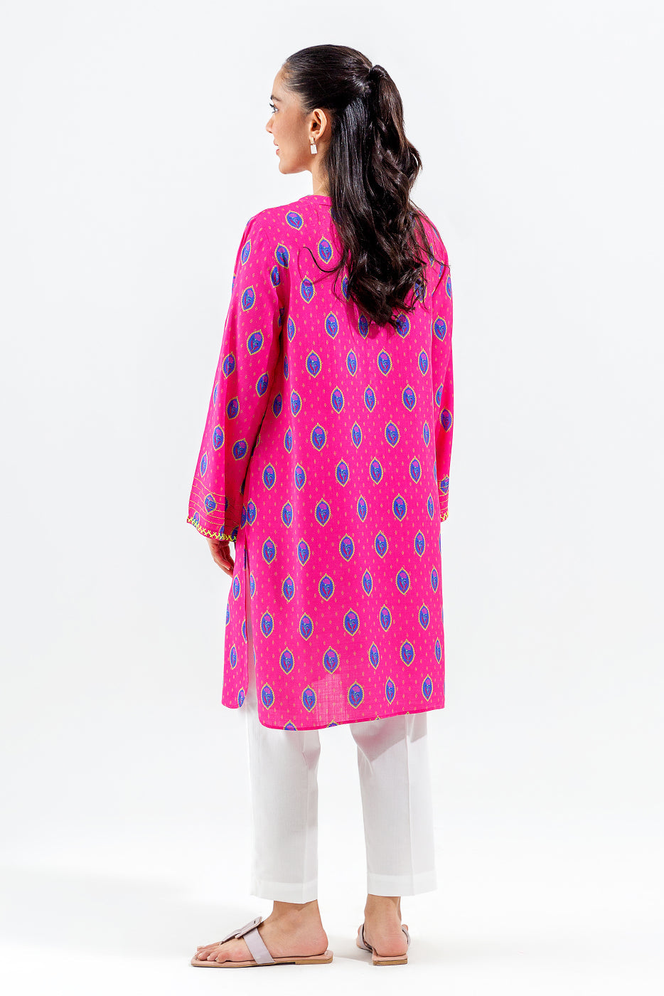 Printed Viscose Shirt with Hand worked Details in - Pakistani Dress by Malbusaat