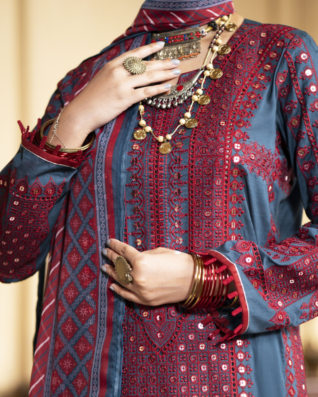 red and blue dress pakistani EXCLUSIVE MAROON AND BLUE BRIDAL WEAR AQBD05 Exclusive Online Boutique