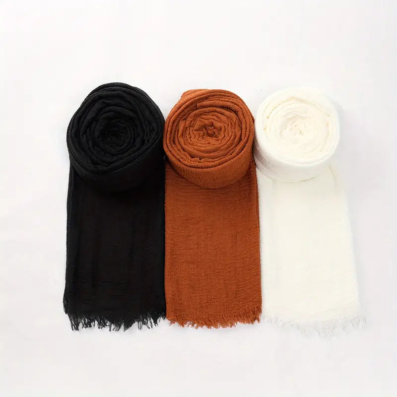 Simple Pressed Wrinkle Scarves Set in Style 15 - Scarves by Malbusaat