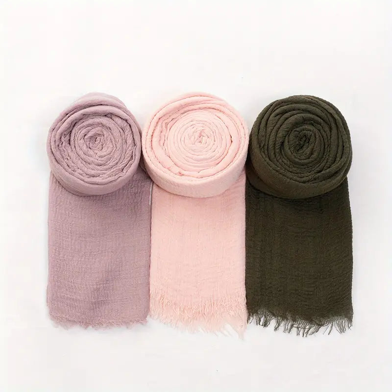 Simple Pressed Wrinkle Scarves Set in Style 12 - Scarves by Malbusaat