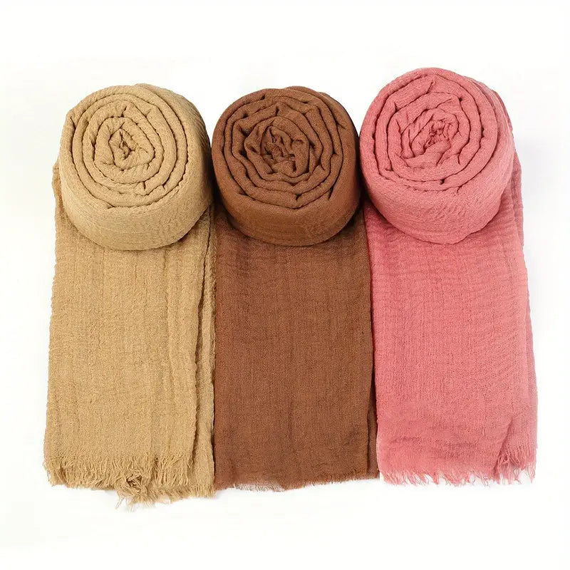 Simple Pressed Wrinkle Scarves Set in - Scarves by Malbusaat